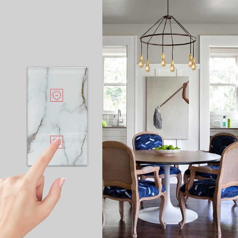 Tuya/Smart Life WiFi Smart Touch Switch US Standard 2 Gang Wall Light Switch Alexa Google Home Voice Control Switch