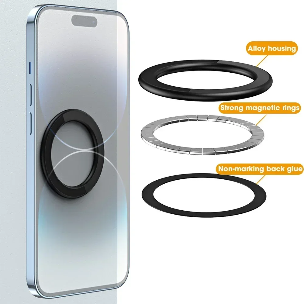 Dla MagSafe Magnetyczny uchwyt pierścieniowy Klej Silny magnes Uchwyt ścienny do telefonu komórkowego Stojak na tablet do telefonu komórkowego IPhone 15 Pro IPad