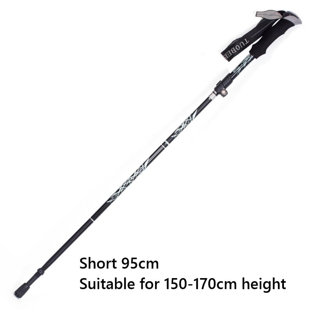 Hiking Poles Aluminum Alloy Ultra Light Walking Sticks Telescopic Folding Hiking Poles Outdoor Equipment: Black Short