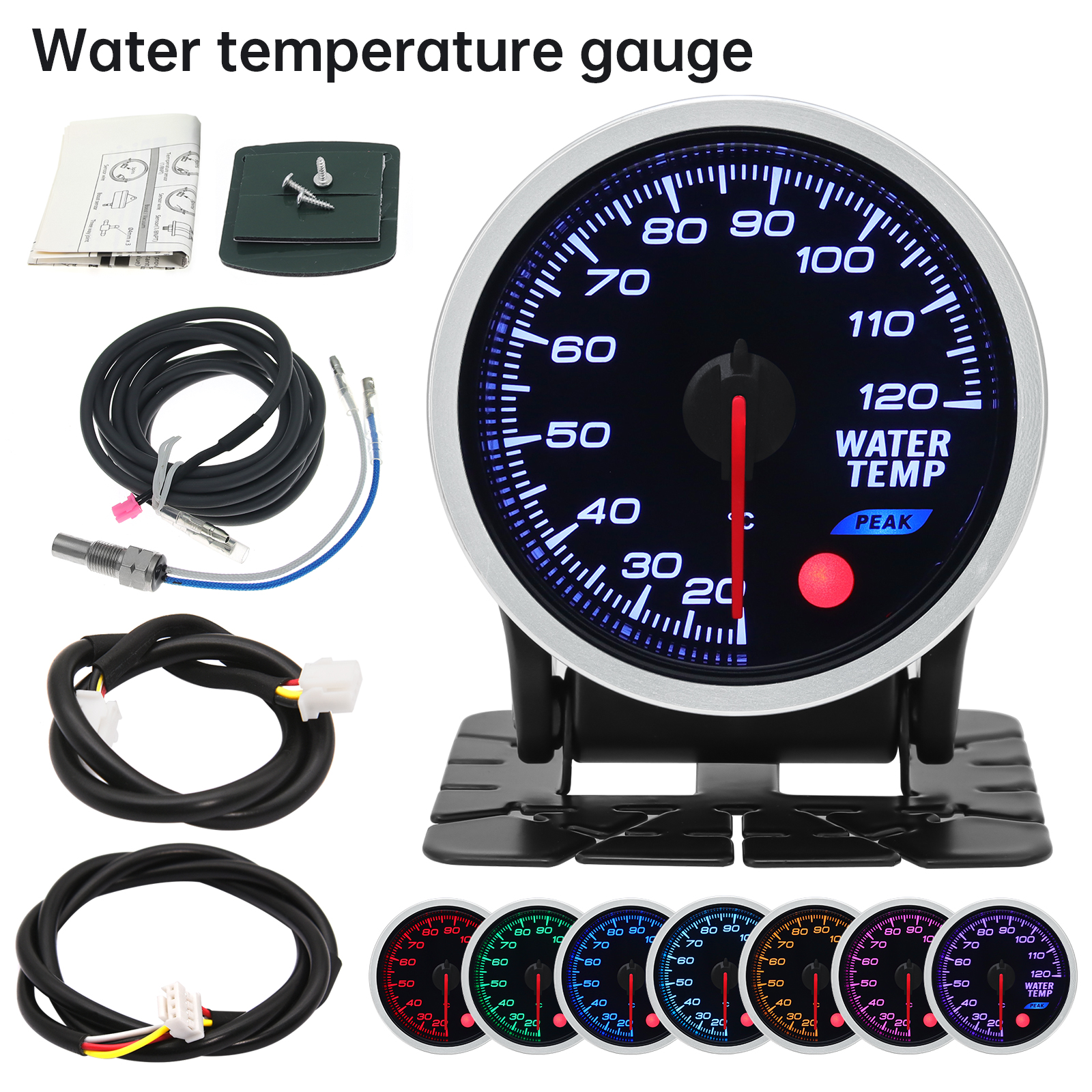 52mm 8 Colors Car Gauge Oil Pressure Bar PSI Water Temp Oil Temp EGT Exhaust Temp Turbo Boost Tachometer Fuel Level Gauge Meter: Brown
