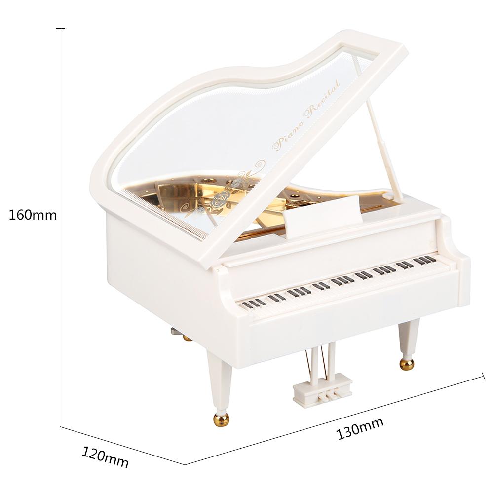 Classic Rotating Dancer Hand Crank Musical Boxes Romantic Classic Piano Model Dancing Ballerina Music Box Birthday Wedding: White 13x12x16cm