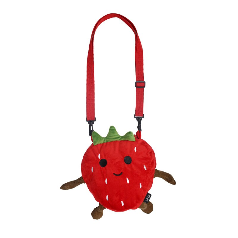 Leuke Handtas Aardbei Biscuit Ananas Avocado Pluche Dames Schoudertas Meisje Crossbody Mini Messenger Bag Flap Borst Zak: 04 Strawberry