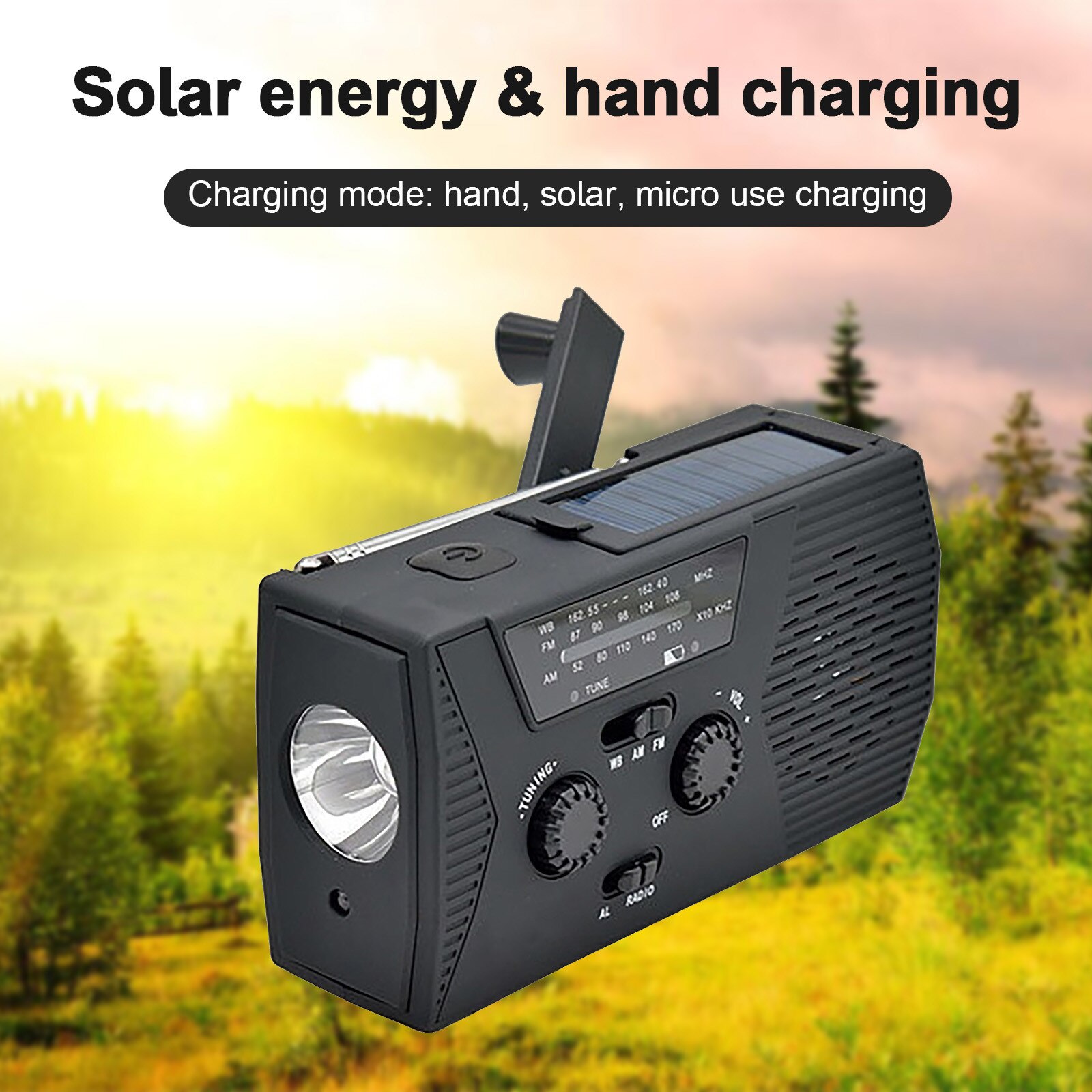 Draagbare Hand Crank Radio 4000Mah Solar Crank Dynamo Powered Am/Fm Us/Noaa Weather Radio Gebruik Emergency led Zaklamp Power Bank