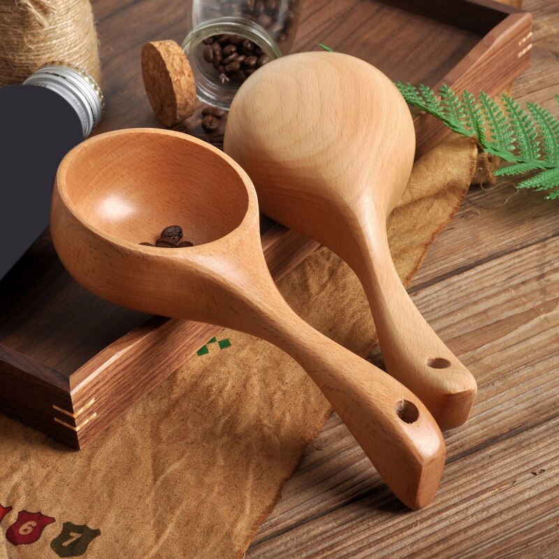Short Handle Solid Wood Scoop Japanese-style Rice Scoop Kitchen Water Scoop Wooden Spoon Bath Sauna Wooden Bucket Spoon