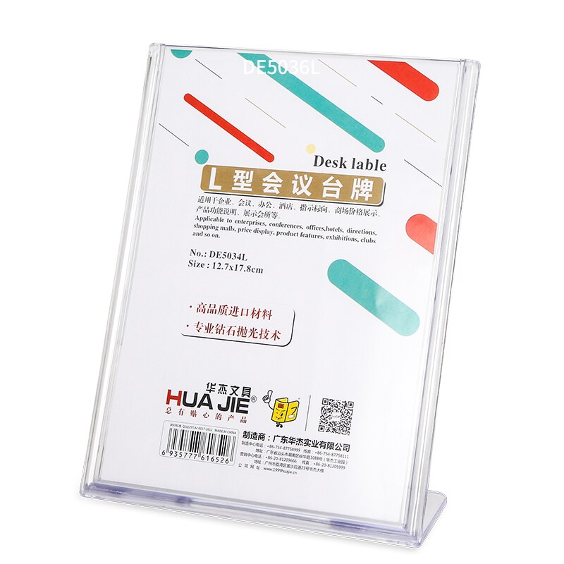 Supports d'étiquettes, cadre pour carte, pour bureau pour réunion, en forme de L, pour panneau Transparent, présentoir d'étiquettes de prix, fournitures de bureau, 5 pièces/lot