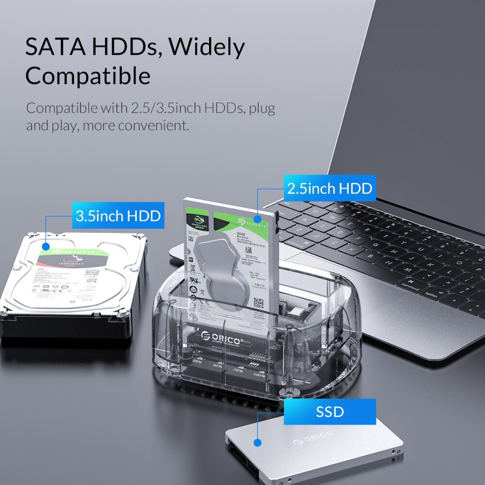 Orico 2-Bay Hdd Docking Station Sata Naar Usb 3.0 Adapter Voor 2.5 &quot;3.5&quot; Hdd Ssd Externe harde Schijf Behuizing Docking Station