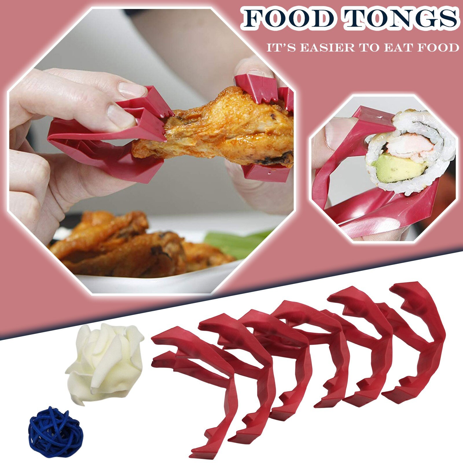 Food Finger Tongs Baking Kitchen Multifunctional Food Tong Food Tongs Anti-scald Food Tong Utensil for Keeping Clean Kitchen #40