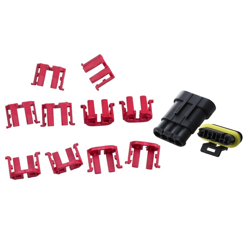 10 Kit 2 Pin Way Waterproof Electrical Wire Connector Plug & 5 Kit 4 Pin Way Waterproof Electrical Wire Connector Plug