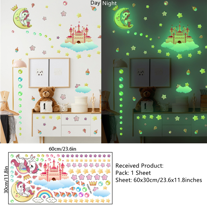 Glow in The Dark Stars Moon Wall Decals Luminous U... – Vicedeal