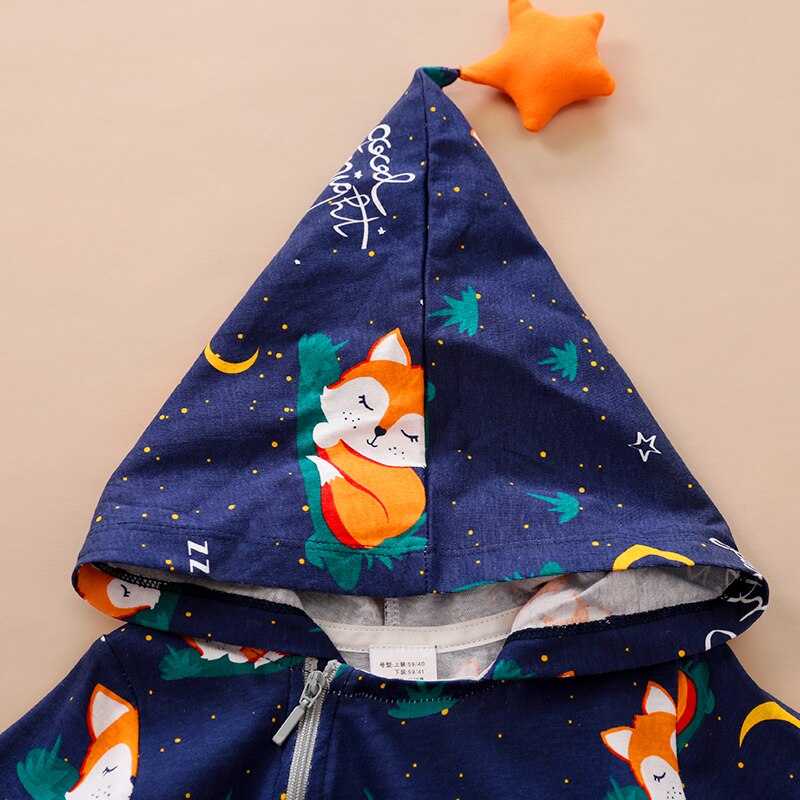PatPat 2020 Novos Outono e Primavera Elegante Fox Projeto Longo-luva Com Capuz Macacão para o Bebé Roupas