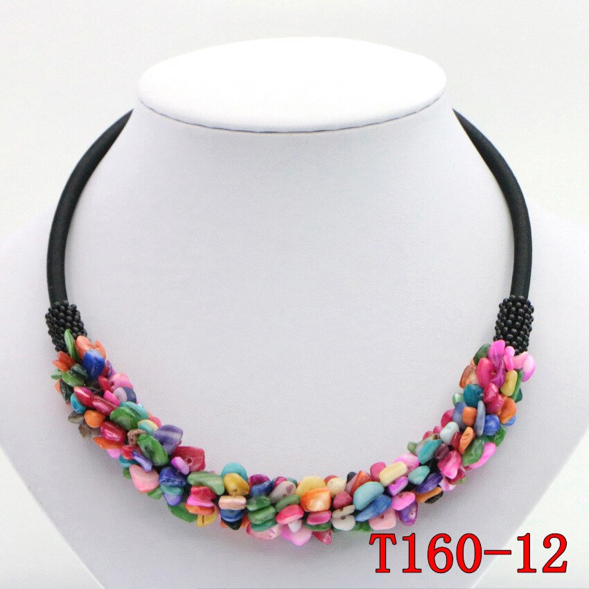 WUBIANLU 13 Styles Natural Spar Coral Tourmaline Lapis Lazuli Agates Aventurine Chokers Necklaces For Women Costume Jewelry: T160-12