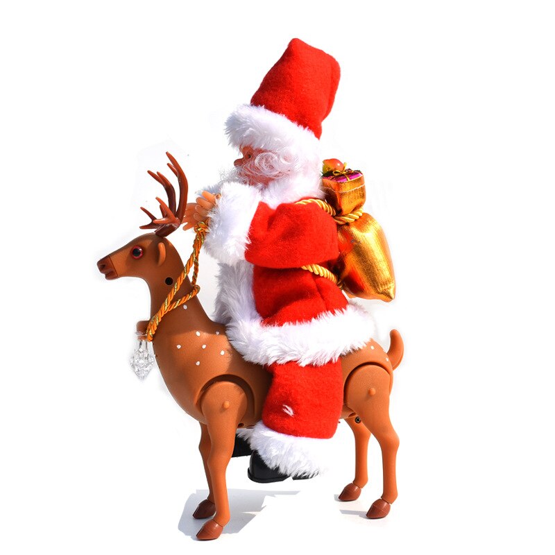 Weihnachten Plüsch Spielzeug Elektrische Santa Claus Reiten ein Reh Musik Kasten Spieler Dekoration Spielzeug