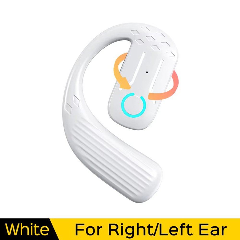 Open Wireless Bluetooth Earphones 180 Rotatable Adjustable Left and Right Ear Earphones Touch control for Driving Sport: WHITE