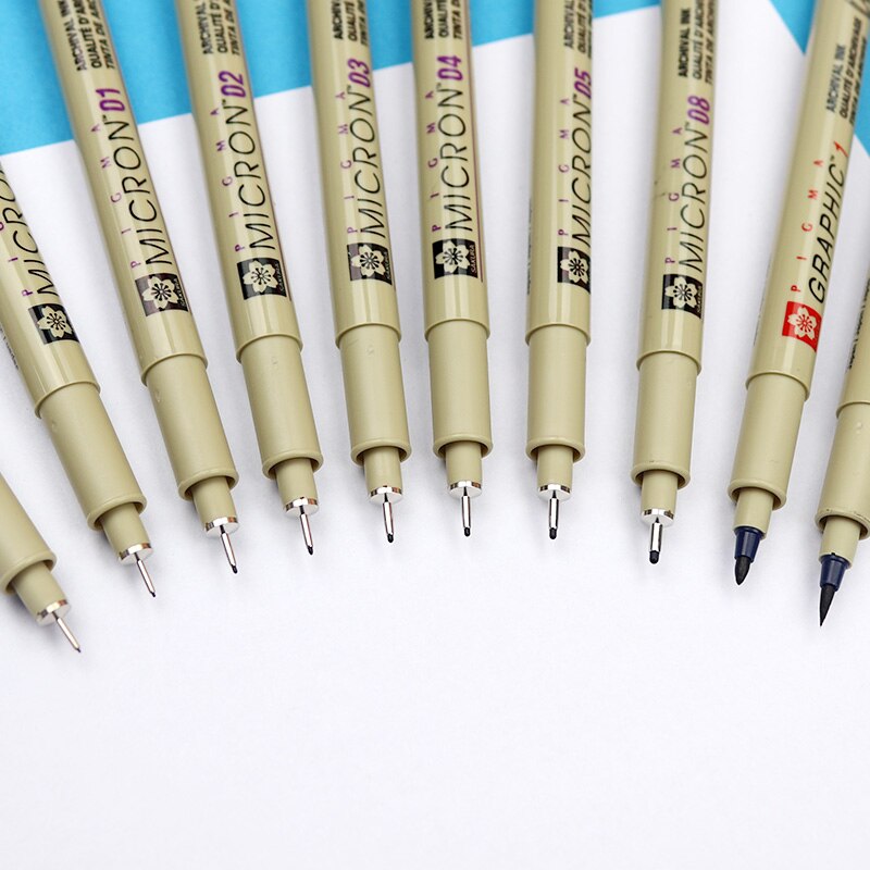 SAKURA Pigma Micron Pen drawing needle pen 003 005 1.0 01 02 03 04 05 08 Brush fine point Markers pen 10pcs sketch painting Art