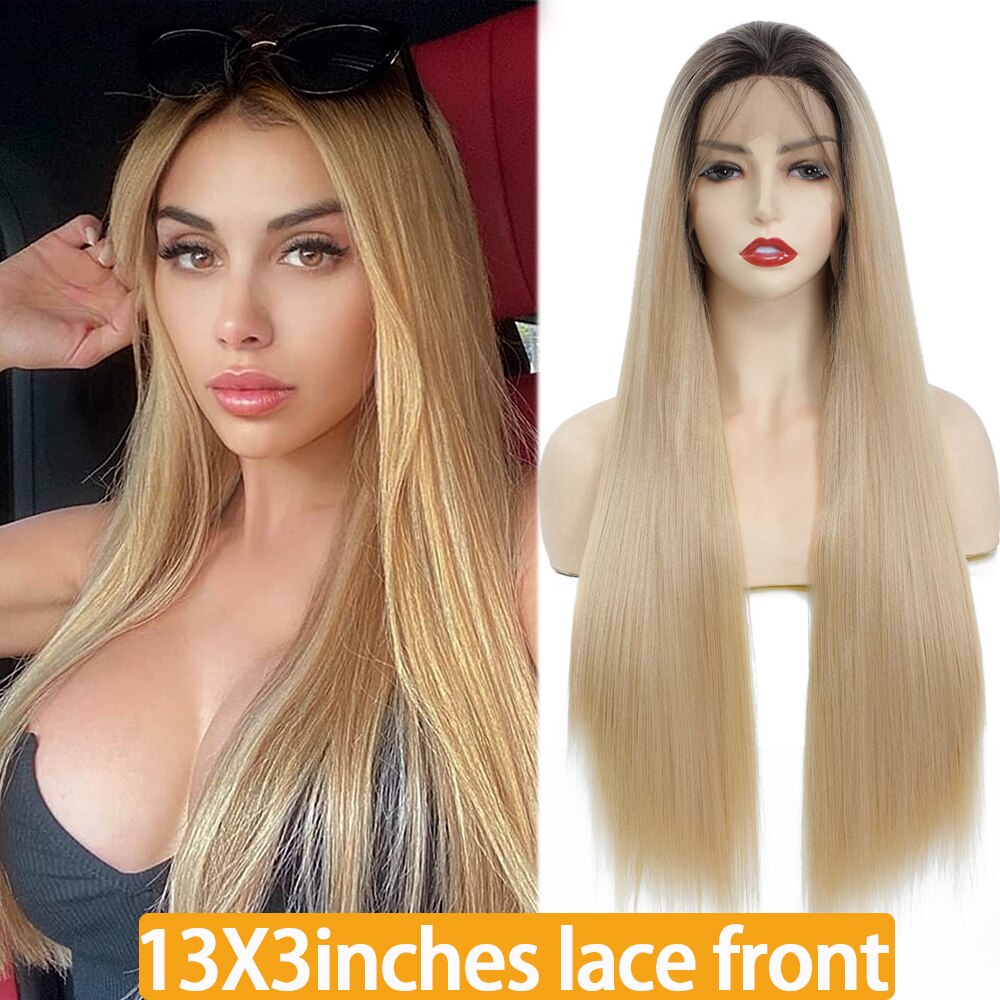 X-TRESS 13X3 Lace Front Synthetic Wigs For Women Black Colored Free Part Long Straight Soft Natural Daily Hair Wig 150% Density: R3658