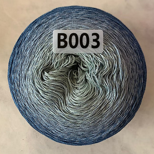 Ovillo de algodón y lino para Tartas, hilo degradado 8 # de encaje Macaron, línea de gelatina de 4 hebras, sección larga teñida, chal de ganchillo, TJ20263, 300G por bola