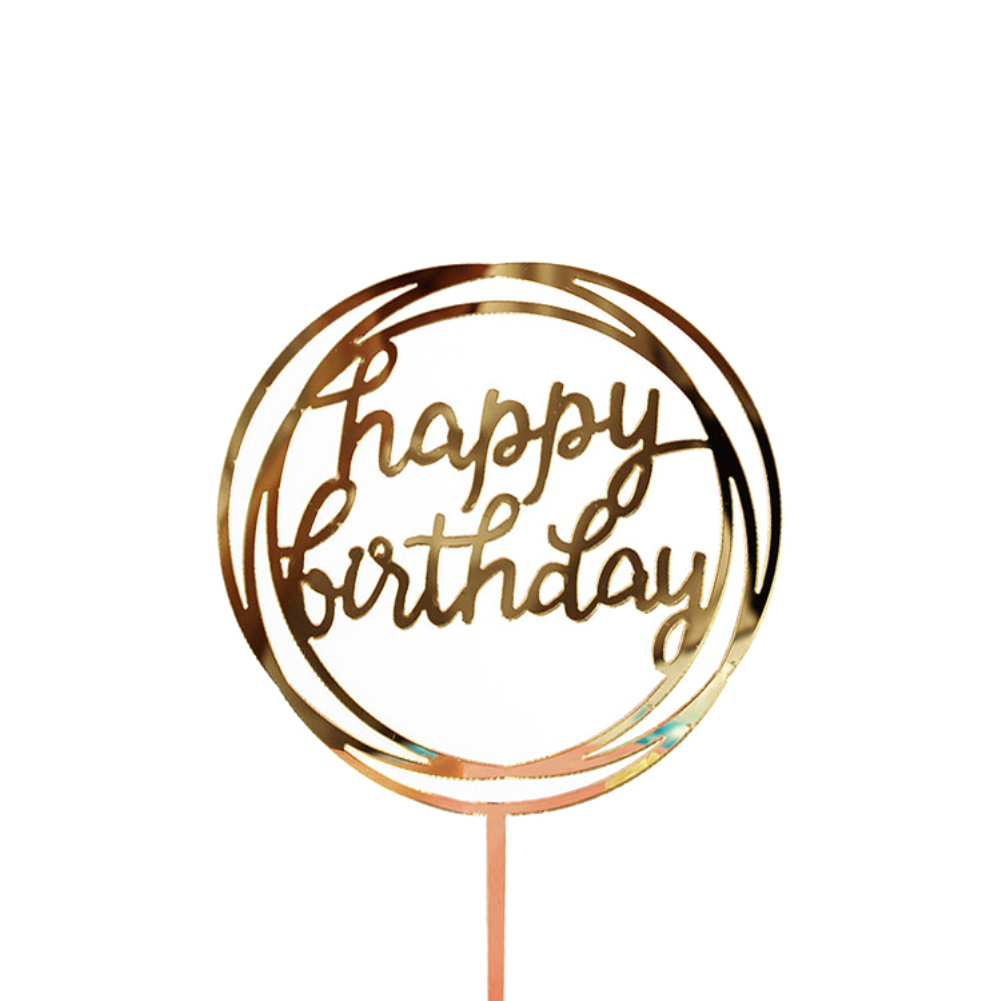 1 stücke Acryl Glücklich Geburtstag Kuchen Topper Gold Silber Flash Kuchen Topper Einsatz Für Cupcake Geburtstag Party Dekoration: C