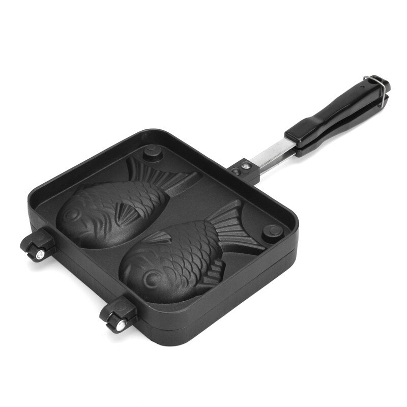 Sartén para gofres en forma de pez Taiyaki, 2 moldes, antiadherente, para hornear pasteles, utensilios de cocina para el hogar, DIY, plato para postre: A