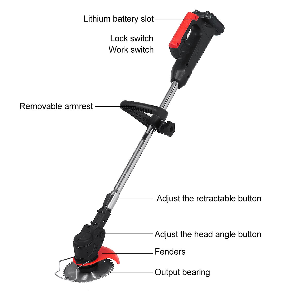 12V 1800W Batterij Trimmer Voor Gras Greenworks Gazon Bosmaaier Tuin Gereedschap Multi-Functioncordless Maaiers Huishouden Oplaadbare