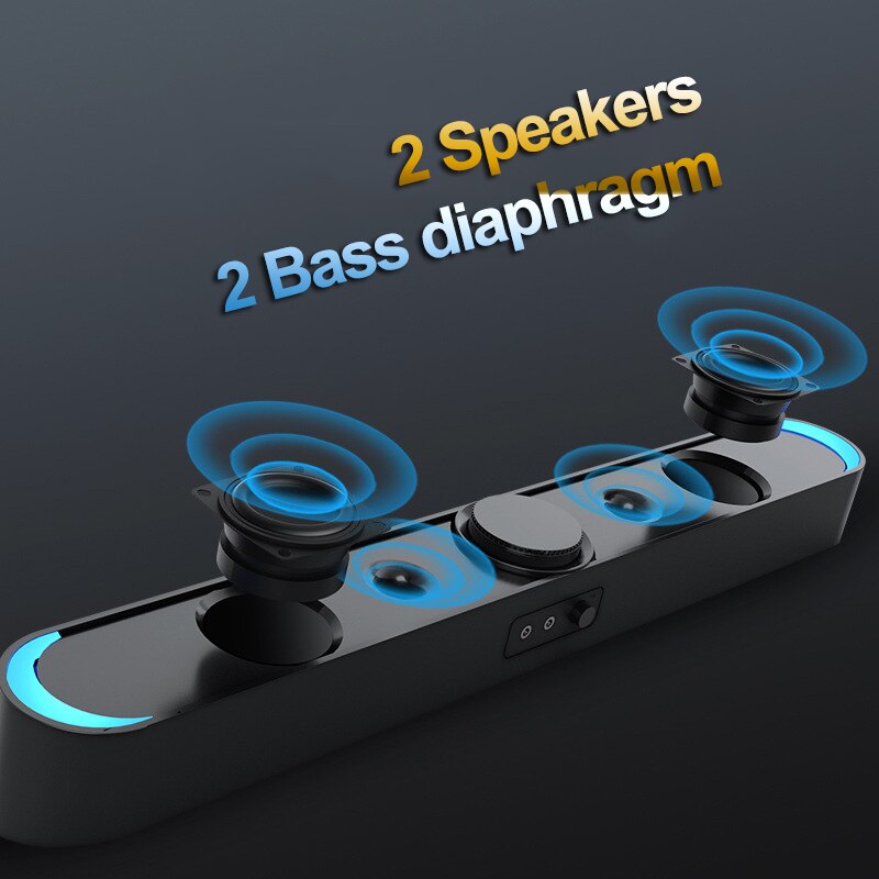 Bluetooth USB Wired Computer Speaker Bar Stereo Subwoofer Bass speaker Surround Sound Box for PC Laptop phone Tablet with Mic