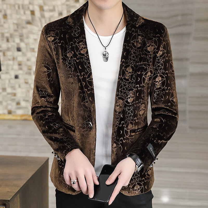 Moda wiosna luksusowe garnitury imprezowe kurtka Slim męska blezery na co dzień formalne na wesele płaszcze jesień koszula na przyjęcia towarzyskie Streetwear topy: Dark Coffee / 4XL(85-95kg
