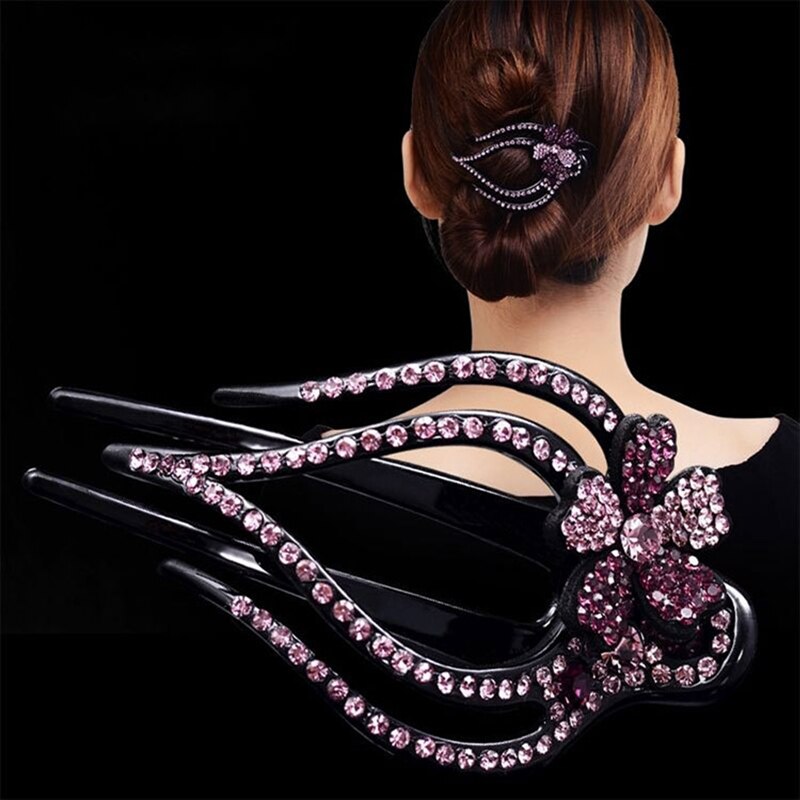 1Pc Rhinestone Flower Duckbill Hair Claws Hair Clips For Women Hairpin Ponytail Headwear Hair Styling Tools Accessories