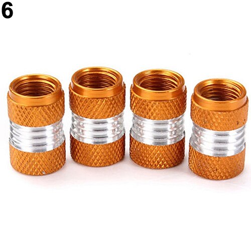 6 Kleur 4 Stuks Aluminium Auto Truck Ronde Wiel Tire Kraandopverbindingen Dust Cover Zwart/Rood/geel/Groen/Blauw/Paars: Geel