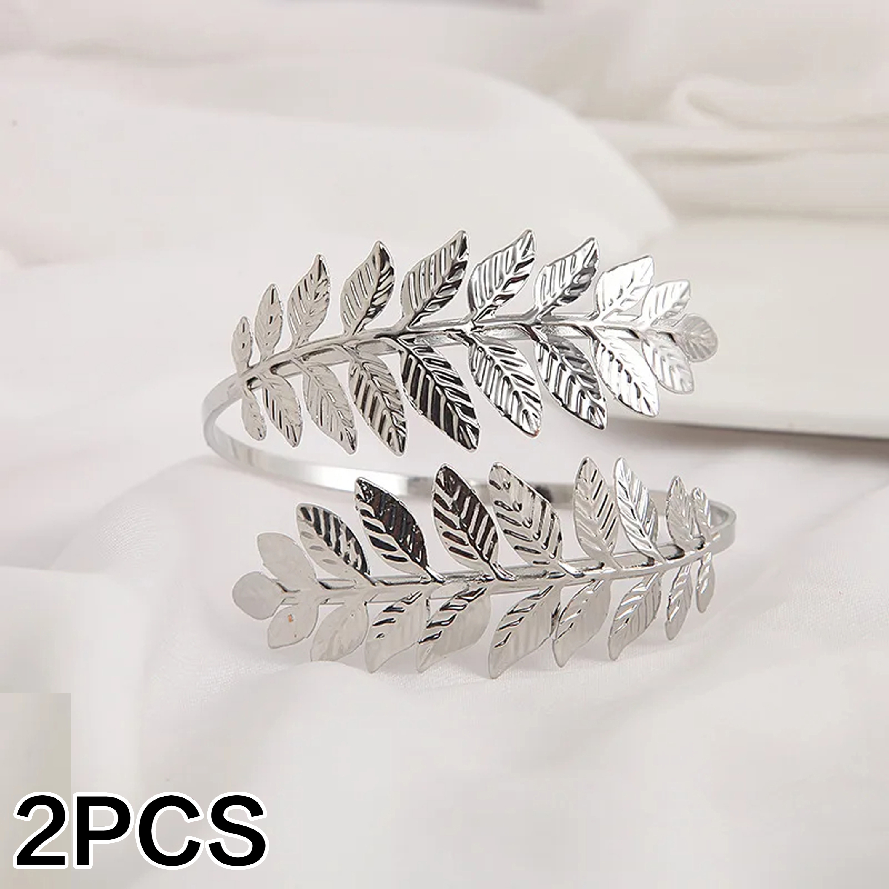 Embrasses de rideaux en matériau métallique de Style moderne, 2 pièces, motif feuille or/argent, pour chambre à coucher, salon, bureau, rideaux de cuisine: Gris clair