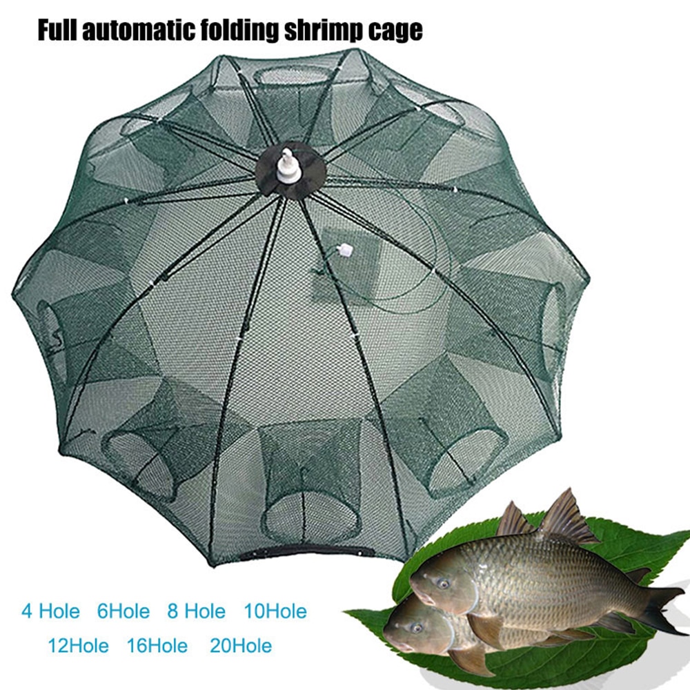 Holes Folded Portable Hexagon Fishing Net Crayfish Fish Automatic Trap For Crayfish Shrimp Carp Catcher Cages Mesh Nets X88G