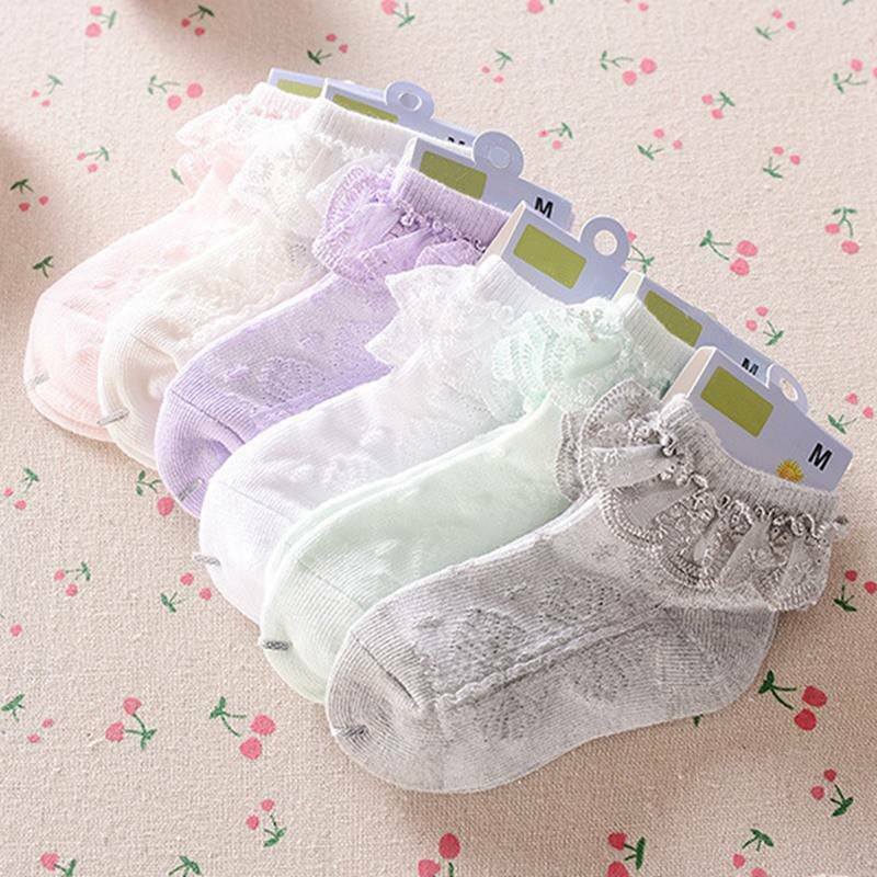 Kid Meisje Schattige Kant Ruche Sokken Peuter Baby Meisjes Lace Ruffle Stroken Enkelsokken Prinses Anti Slip Tutu sokken