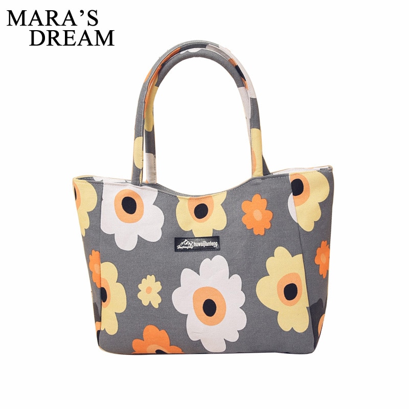 Mara Traum Damen Einzel Schulter Strand Taschen Wasserdichte Leinwand Zipper Faltbare Floral Gedruckt Stirp Einkaufstasche Tote Frauen