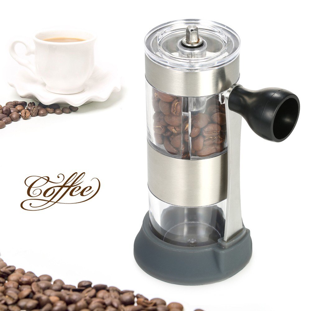 Portable Manual Coffee Grinder Coffee Bean Mill with Ceramic Grinding Core Brush and Spoon Kitchen Tool