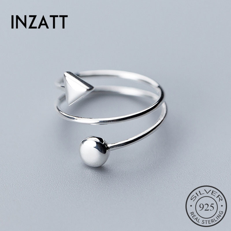 INZATT-anillo en espiral minimalista para mujer, de plata de ley 925% auténtica, accesorios de joyería delicada, triangulares redondos de geometría para