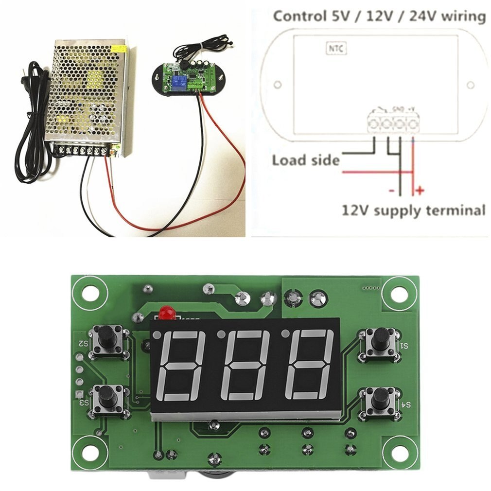 LCD Display AC/DC12V Digital Thermostat Temperature Alarm Controller Sensor Temperature Meter Controller Regulator