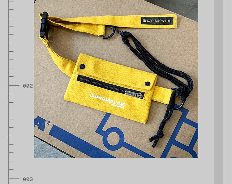 Sac banane en toile, sac banane, Streetwear Hip-hop, unisexe, sac de poitrine avec fermeture éclair pour fille et garçon, sac de ceinture pour téléphone à la: yellow