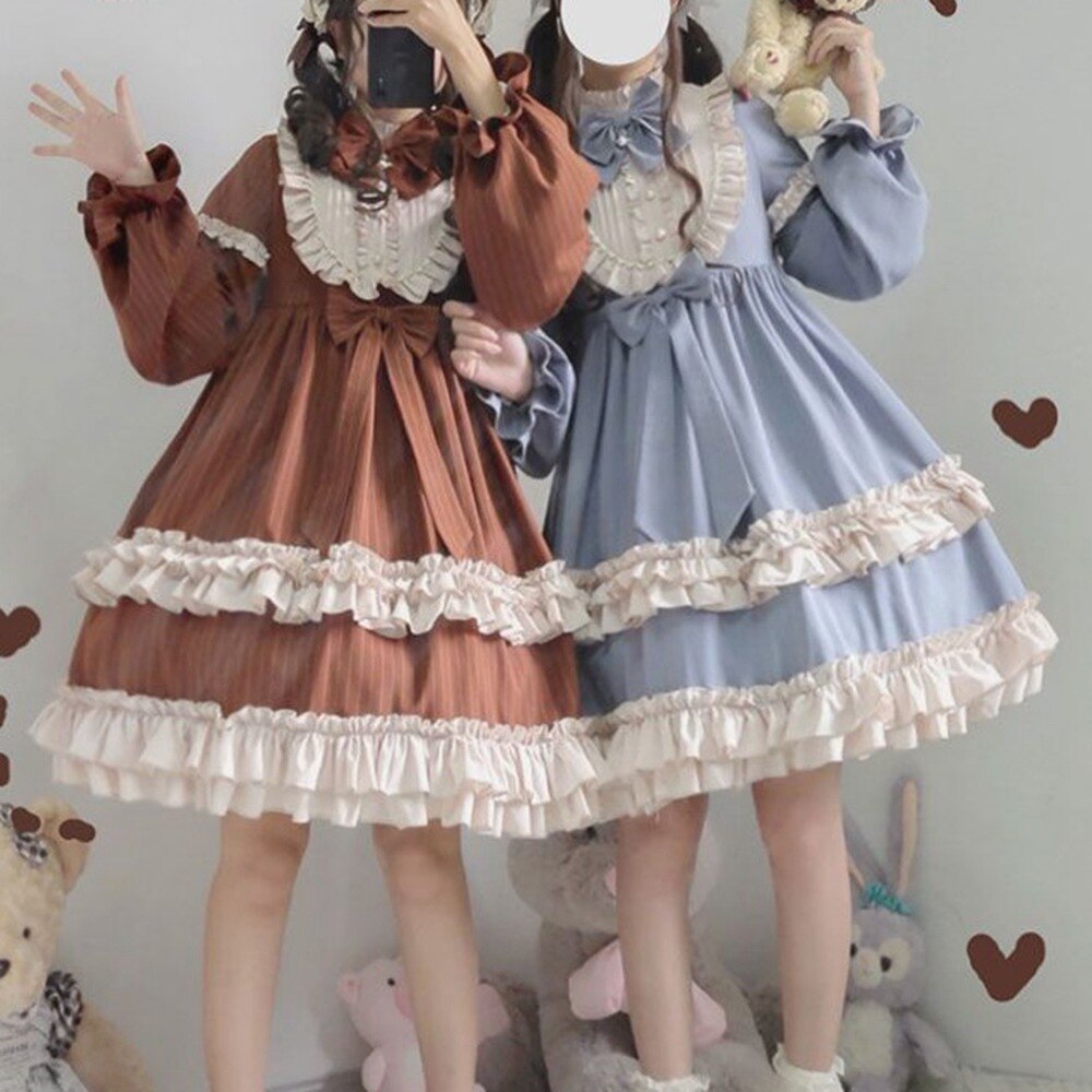 Kawaii Soft Sister Lolita Dress CoCoa Milkshake Daily Party Girl OP Victorian Princess Dress Gothic Loli Dress Vestidos AFC617
