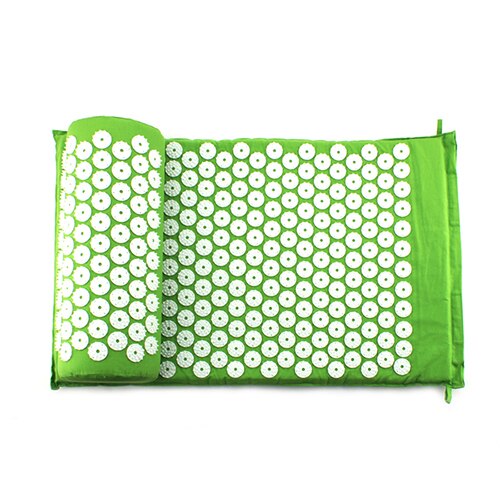 Acupressure Mat Massager Relieve Body Stress Pain Mat Natural Relief Stress Body Massage Pillow Cushion With Bag Yoga Mats: Green