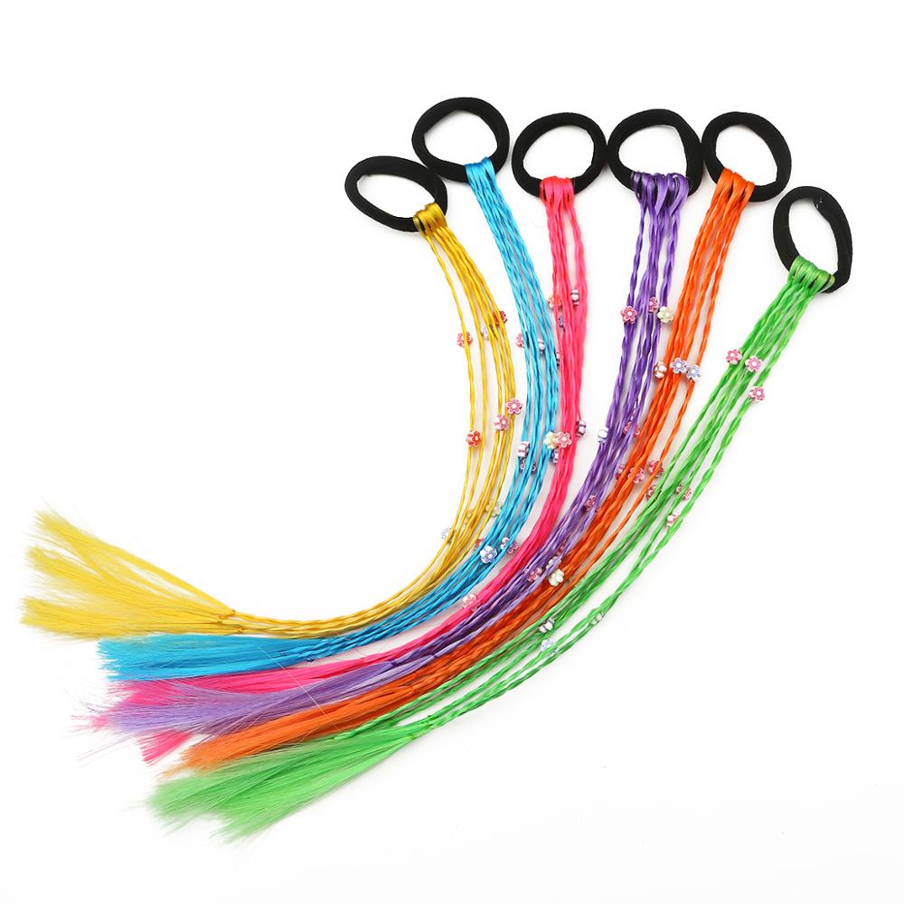 4cm arc-en-ciel élastique cheveux corde bandes de caoutchouc accessoires de cheveux pour les filles perruque queue de cheval cheveux anneau enfants torsion tresse corde cheveux outil: Style4 randomly 1pc