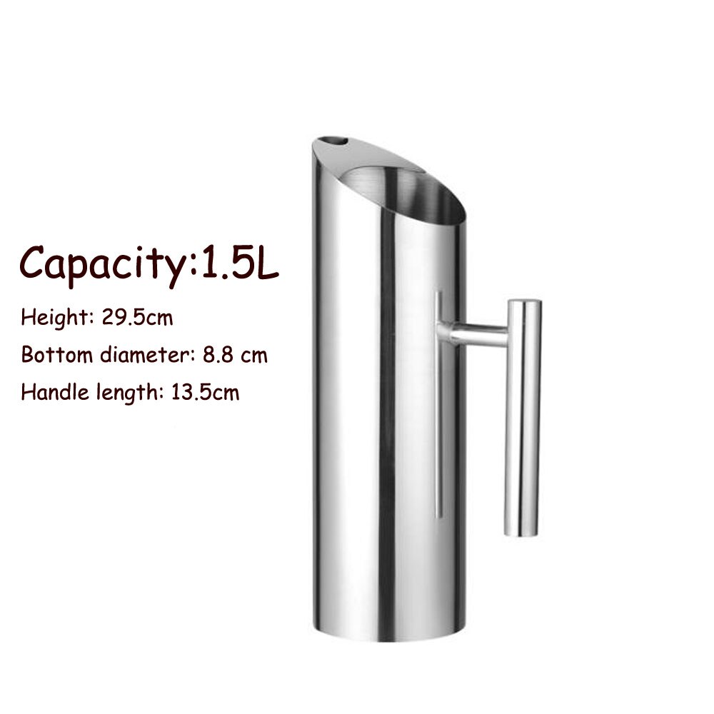1/1.5/2L Stainless Steel Pitcher Pot for Bar Hotel KTV Restaurant Fantastic Kitchen Cold Water Wine Juice Water Jug: 1.5L