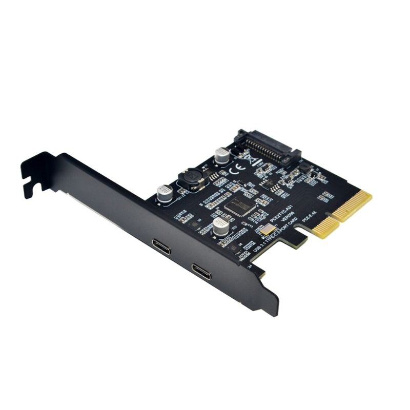 USB3.1 to Type-C 2Port Expansion Card PCI-E4X to USB3.1 Gen2 10Gbps USBC Adapter