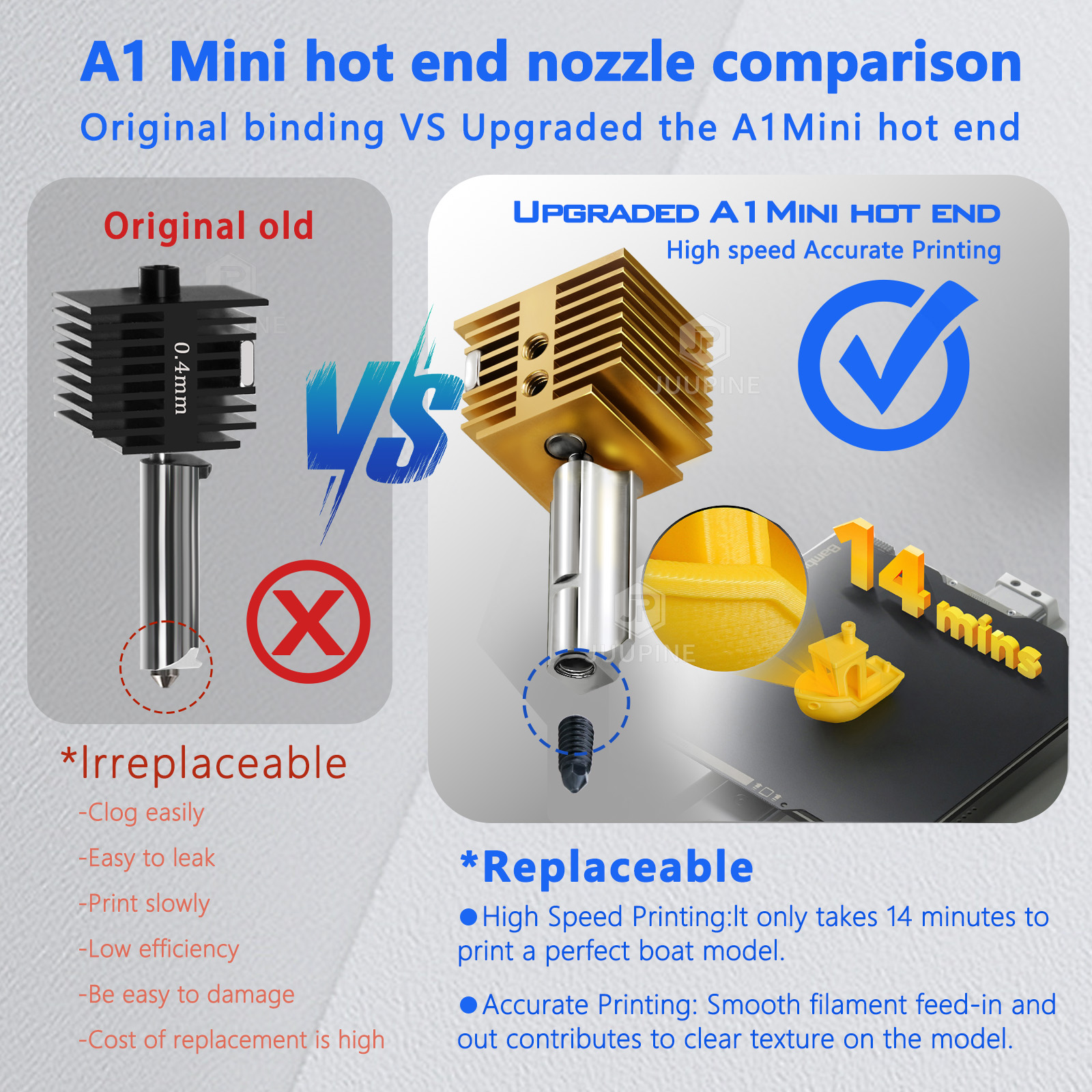 For Bambu Lab A1 Nozzle /A1 Mini Hotend Fast Speed a1 End Brass Heat Sink Hardened steel Nozzle 3D Printer accessories