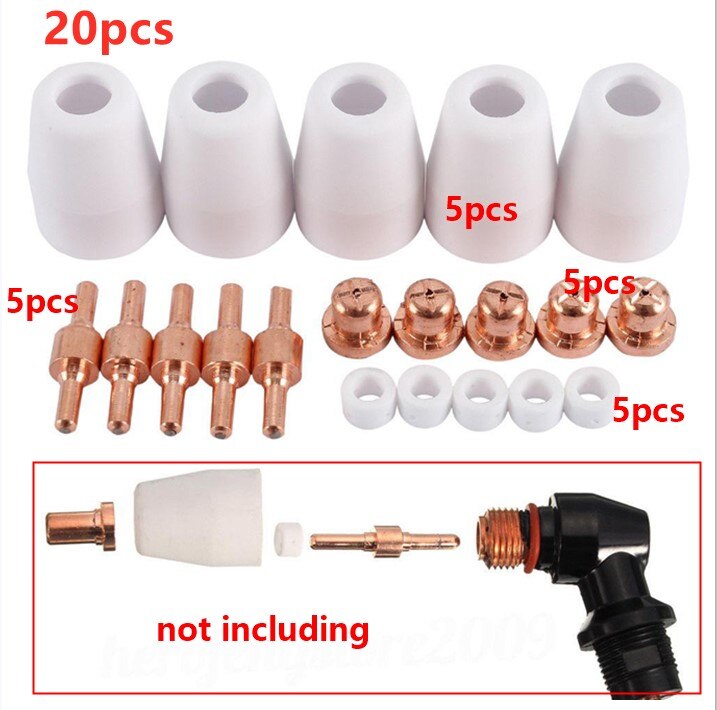 85Pcs Air Plasma Cutting Tips For LG-40 PT-31 Cutter Consumables CUT-40 CUT-50D CT-312 Swirling Rings Electrode Shield Cups 40A: 20pcs