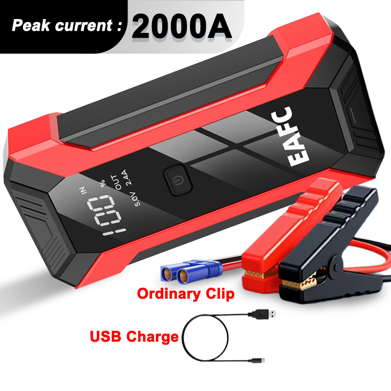 EAFC Car Battery Jump Starter Power Bank Starting Device 2000A/1000A Portable Charger LED Emergency Light Booster 12V Car Jump: Orange
