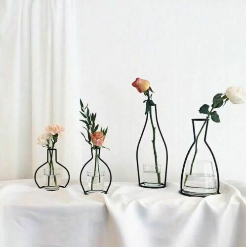 Flower Metal Stand Vase DIY Party Home Decoration Vase Black Plant Rack Stand Holder Iron Wire Flower Vases Without Cup