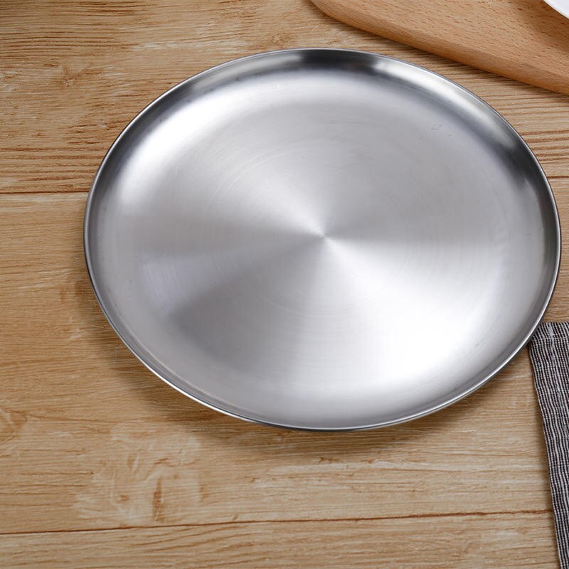 Køkken rustfrit stål rund tallerken tykkere picnic bbq kød grøntsag frugt brød smør holder beholder dia . 20/23 cm 1pc