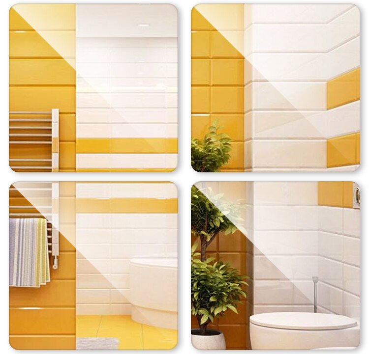 4 stuks spiegel wandtegel stickers waterdichte zelfklevende vierkante sticker muurdecoratie stickers woonkamer woondecoratie 30cm x 30cm: 4 stuks filet
