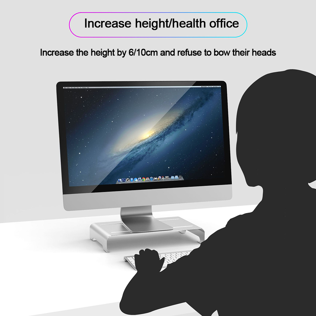 Aluminum Alloy Display Screen for Laptop Monitor Stand with Sturdy Stable Aluminum Metal Construction Keyboard Storage