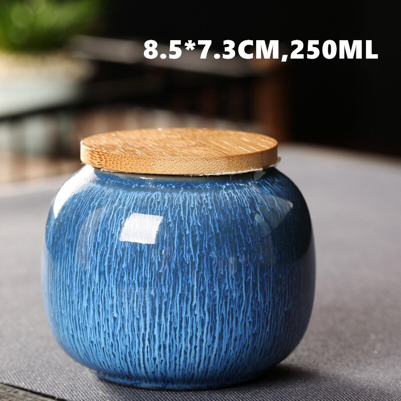 650ml Sealed Ceramic Porcelain Tea Caddy Teaware Pot Kiln To Tea Pot Household Storage Container Tea Container Ceramic Container: C LIGHT BLUE