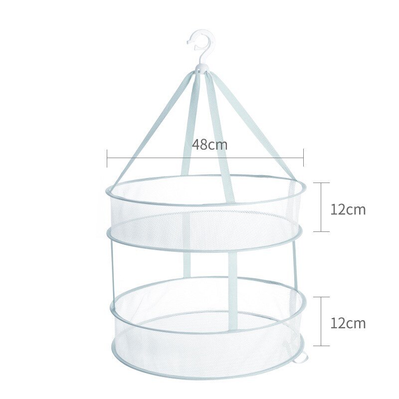 Clothes Drying Basket Household Sweater Drying Net Windproof Hanging Clothes Drying Net 3 Colors Double-layer Laundry Rack Mesh: Green Double-layer S