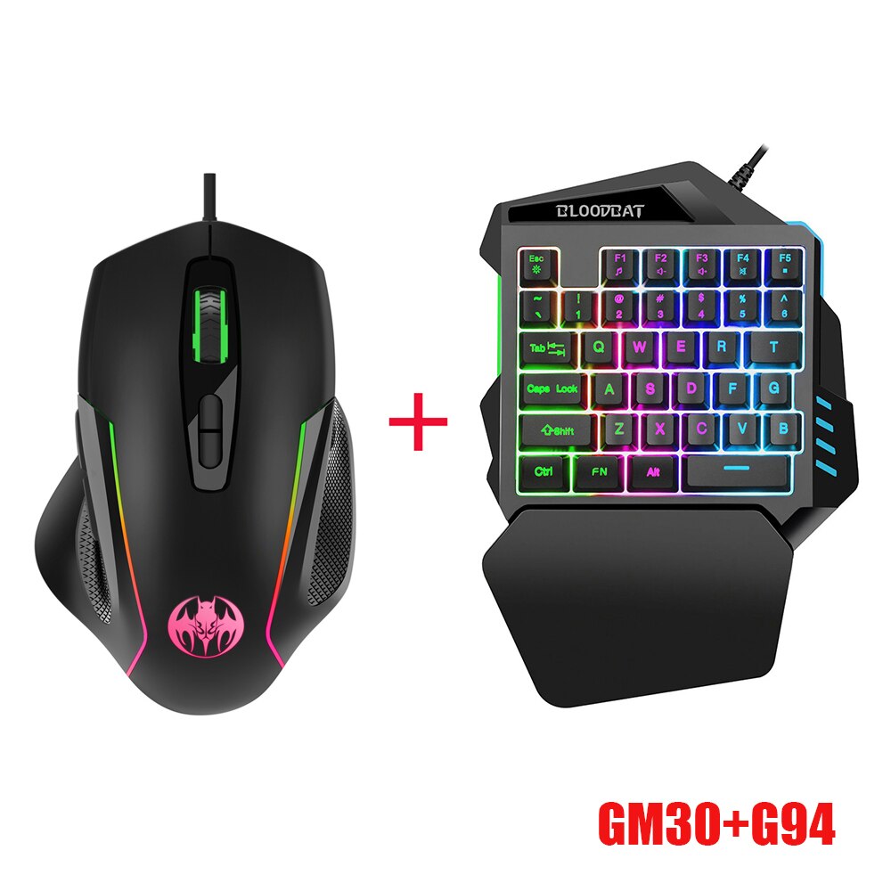 Usb Wired 35keys One-handed RGB Gaming Keyboard and Mouse 6400 Dpi Combo with Converter for Xbox One, PS4, Switch, PS3 and PC: GM30 G94